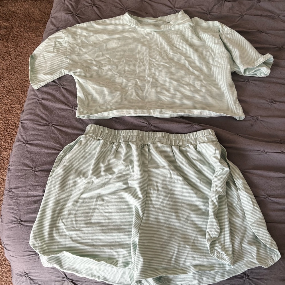 Mint Green Striped Women's Pajama Set